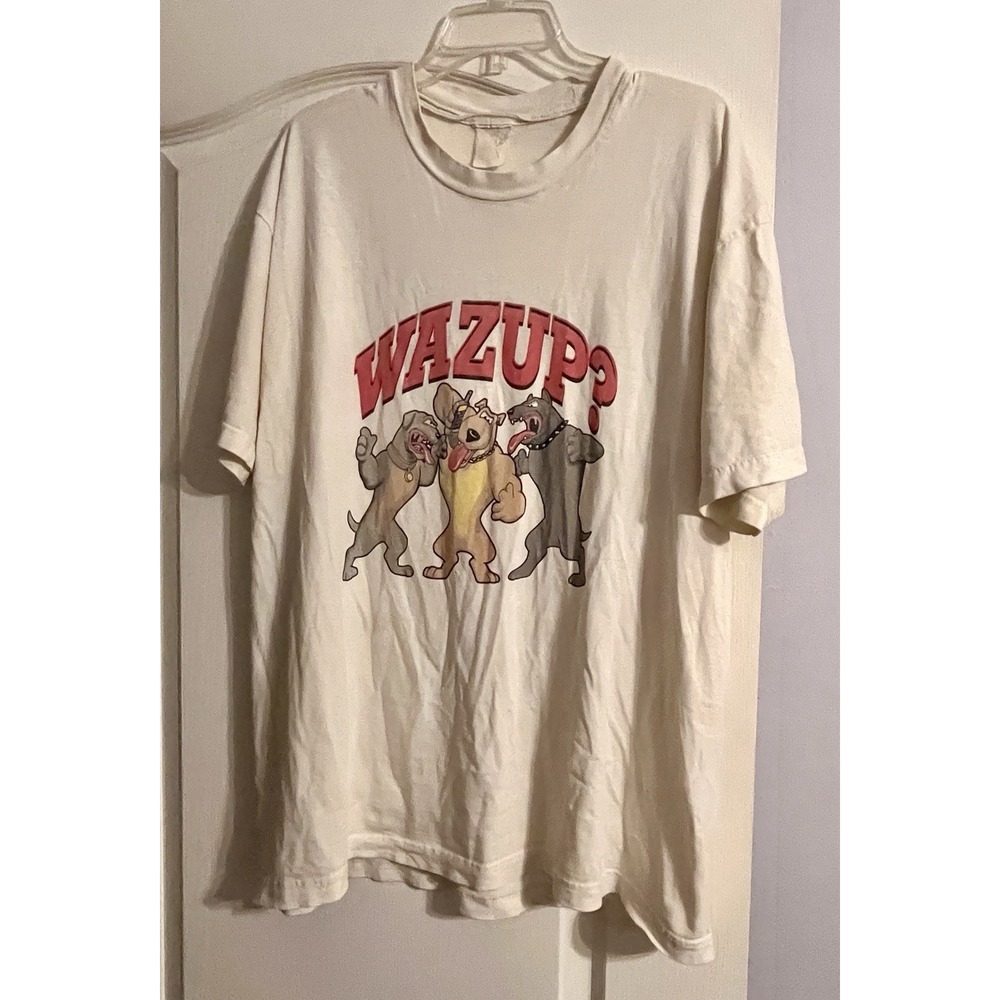Vintage 90s Y2K WAZUP? Dogs Gangster Distressed T-Shirt